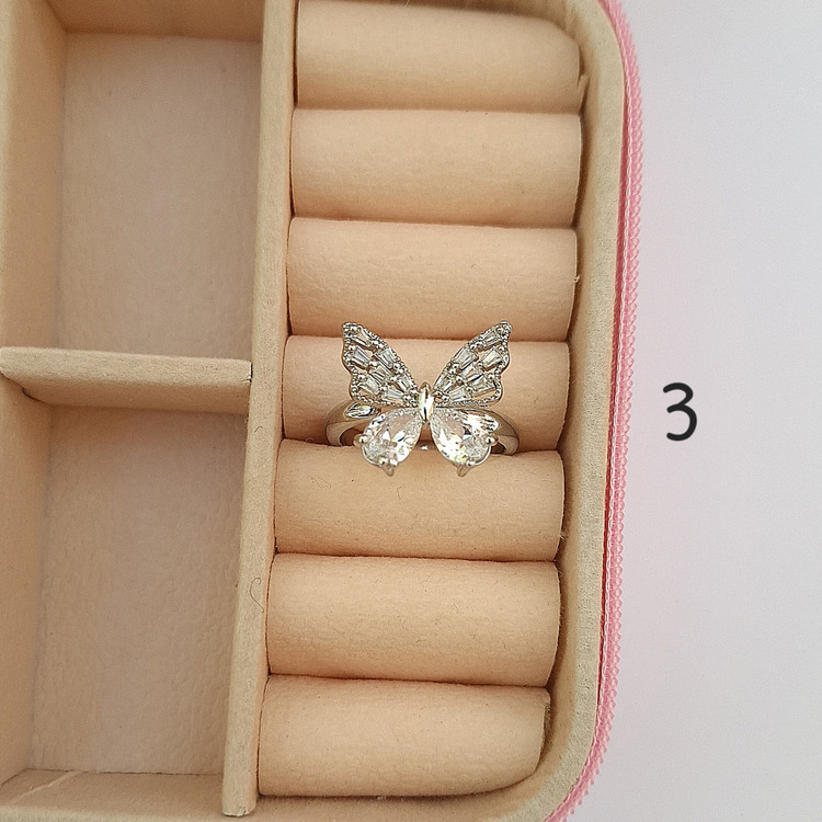 انگشتر جواهری فول نگین فری سایز طرح پروانه