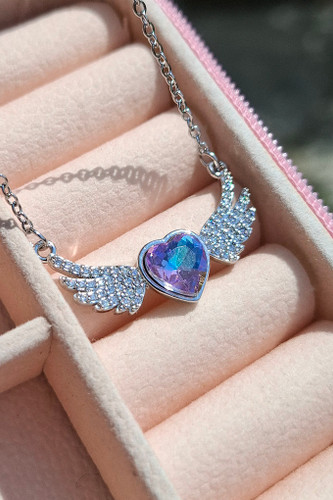 گردنبند قلب بال دار هفت رنگ